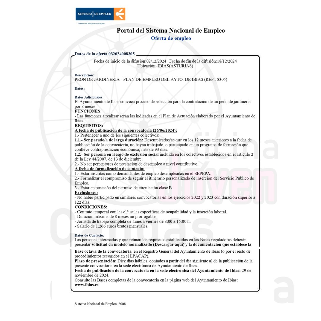oijnarcea's tweet photo. #empleosuroccidente
📷1 técnico/a administrativo/a con contrato en prácticas para el ayuntamiento de Ibias.
📷Peón de jardinería para el plan de empleo del ayuntamiento de Ibias.
📷2 peones de obras públicas para el plan de empleo del ayuntamiento de Ibias. https://t.co/xwgmMlTOlo