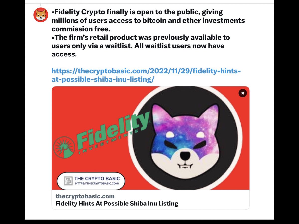 BezosCrypto's tweet photo. #SHIB WILL EXPLODE WHEN FIDELITY LISTS #shibainu ‼️

Fidelity With 83.4 million total accounts and $10.4 trillion assets under administration Hints At Possible Shiba Inu Listing

Let’s make Fidelity WEN $SHIB Trending

#SHIBARMY #SHIBARMYSTRONG #Shibarium https://t.co/8qR7APo50X