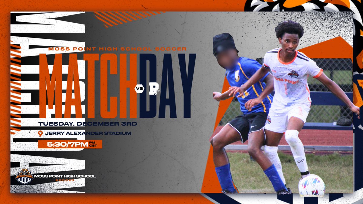 mpsdtigersoccer's tweet photo. IT’S GAMEDAY!!!! ⚽️

👩👨 #MPHSWT & #MPHSMT 
🆚 Poplarville High School
🗓 Tuesday, December 3, 2024
⏰ 5:30pm & 7:00pm CST
🏟️ Jerry Alexander Stadium
📍 Moss Point, MS
🎟️ https://t.co/irkWBMFvgQ
💻 https://t.co/irkWBMFvgQ

For more information about our program visit https://t.co/irkWBMFvgQ.