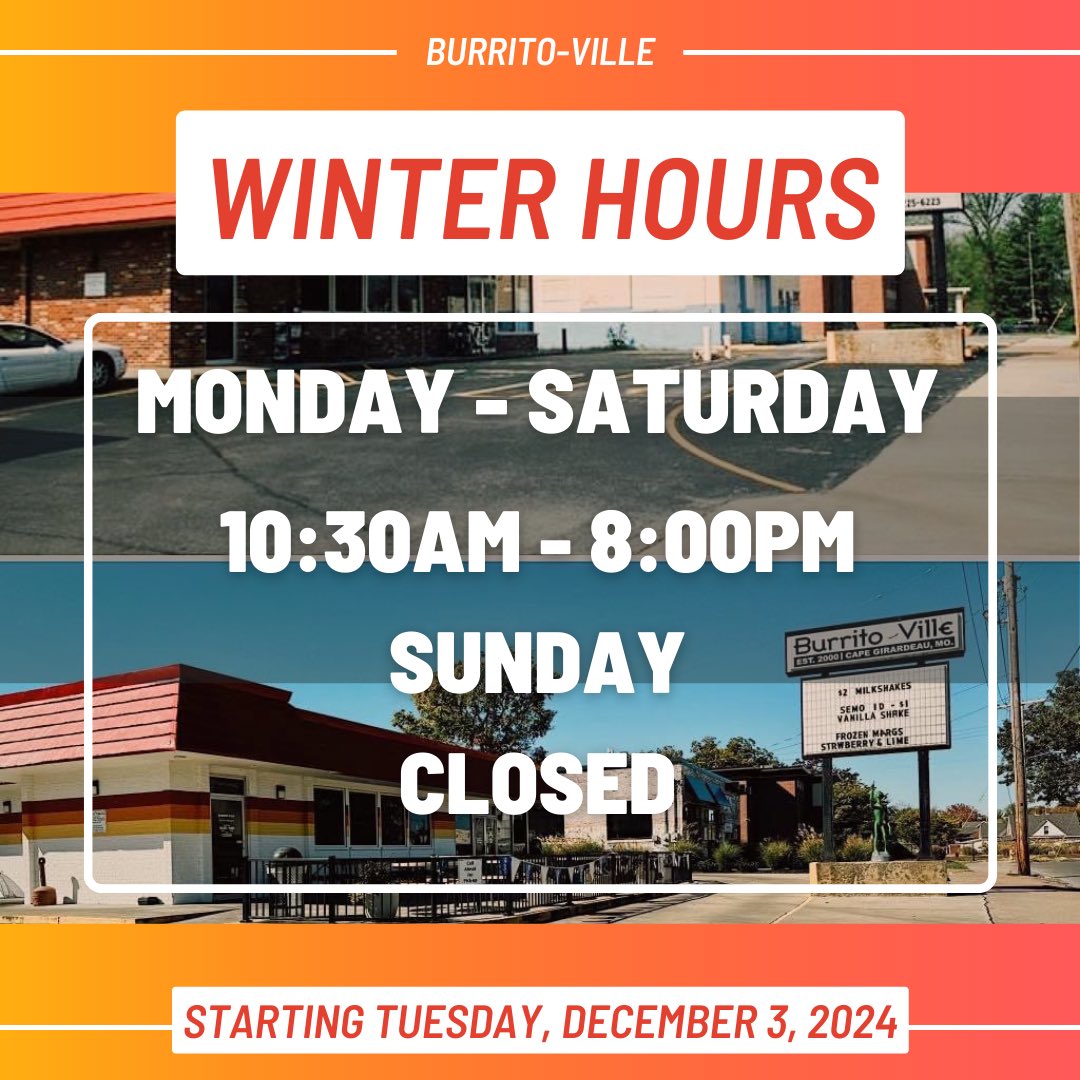 🚨 NEW HOURS, STARTING TODAY!! 🚨