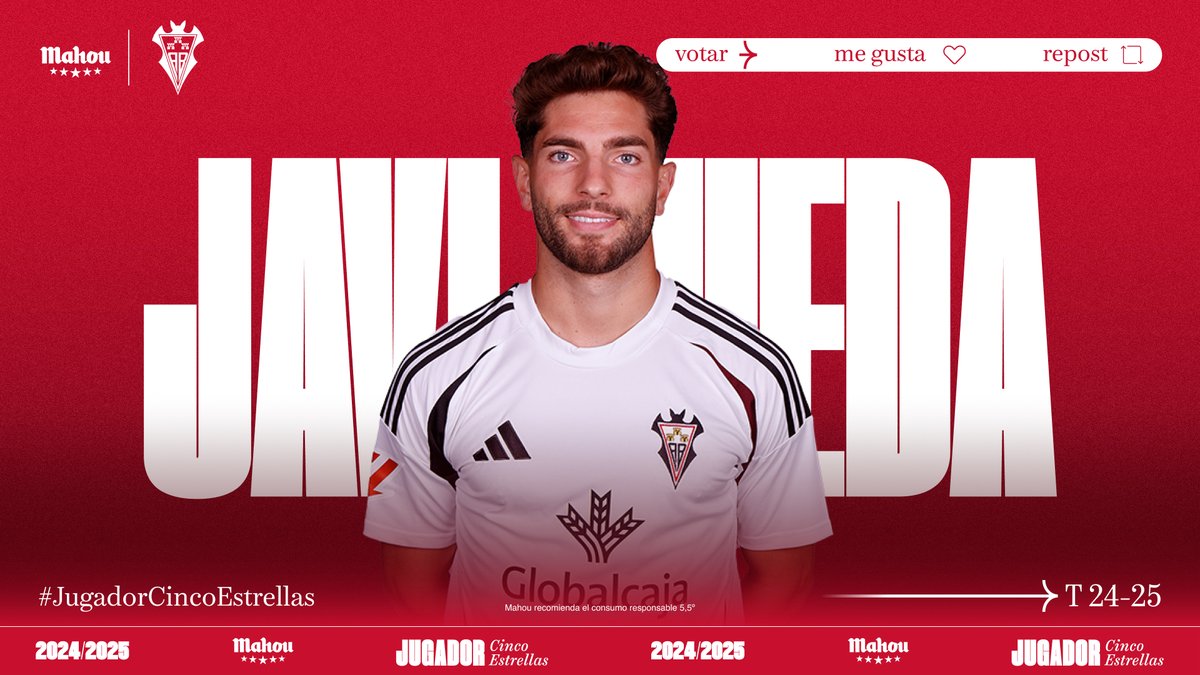 futbolmahou's tweet photo. RT o MG si crees que @javierrueda5_ ha sido el #JugadorCincoEstrellas del @AlbaceteBPSAD en noviembre. (5/6) https://t.co/NhIWB8OvYP