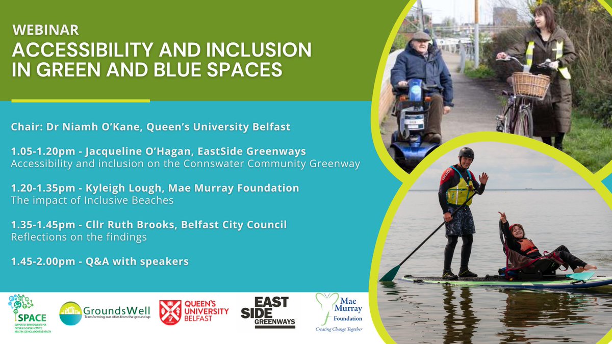 Accessibility and inclusion in green and blue spaces 🌳

Thanks to all who came along to our webinar this afternoon, and to our three speakers - Jacqueline, Kyleigh and Ruth - for their insight into this very important topic 🌊

Recording to follow!