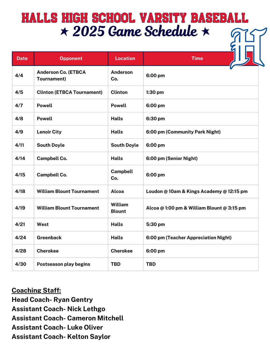 The 2025 season schedule is out!