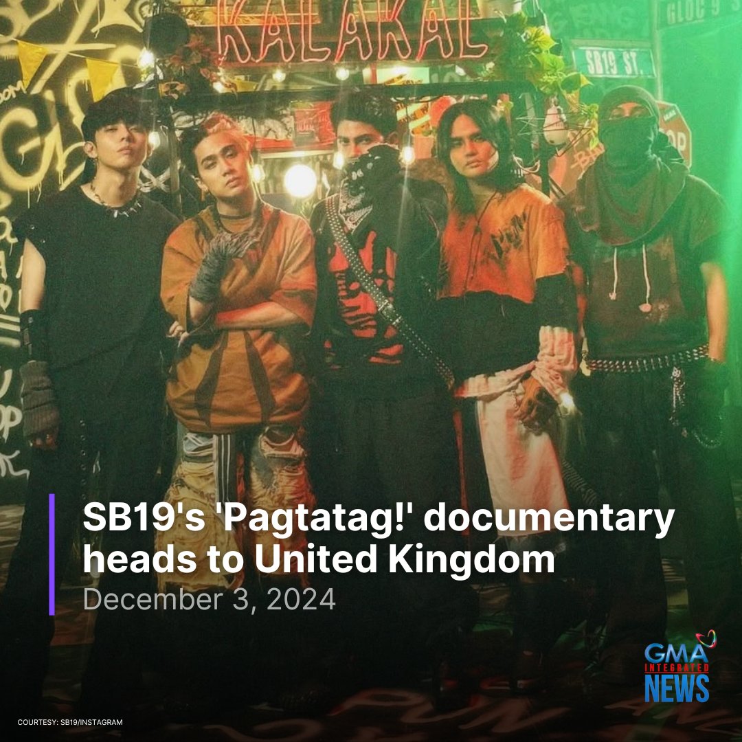 gmanews's tweet photo. SB19's documentary film, "Pagtatag!" is heading to United Kingdom!

According to 1Z Entertainment, the film will be shown at Genesis Cinema in London on December 15 at 5:30 p.m.

READ: https://t.co/GpaaMskd8z https://t.co/ht31t4r4oY