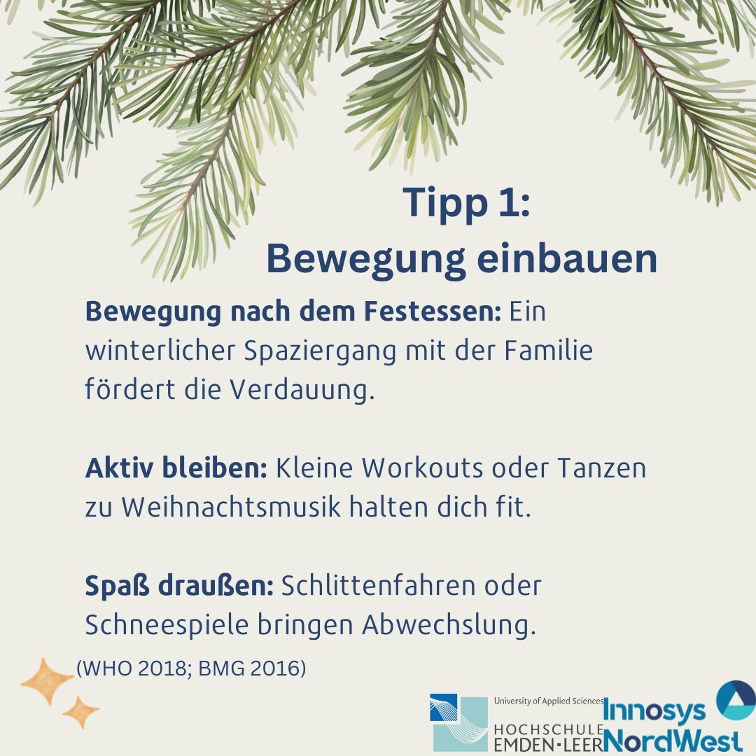 InnosysNW's tweet photo. #InnosysLabDay - Heute aus dem #FutureHealthLab der Hochschule Emden/Leer:

🎄 Gesund und entspannt durch die Weihnachtszeit! 🎄
Die Feiertage stehen vor der Tür – und wir vom Future Health Lab haben ein paar Tipps, wie ihr euch wohlfühlt: https://t.co/UKZe0SP1xr