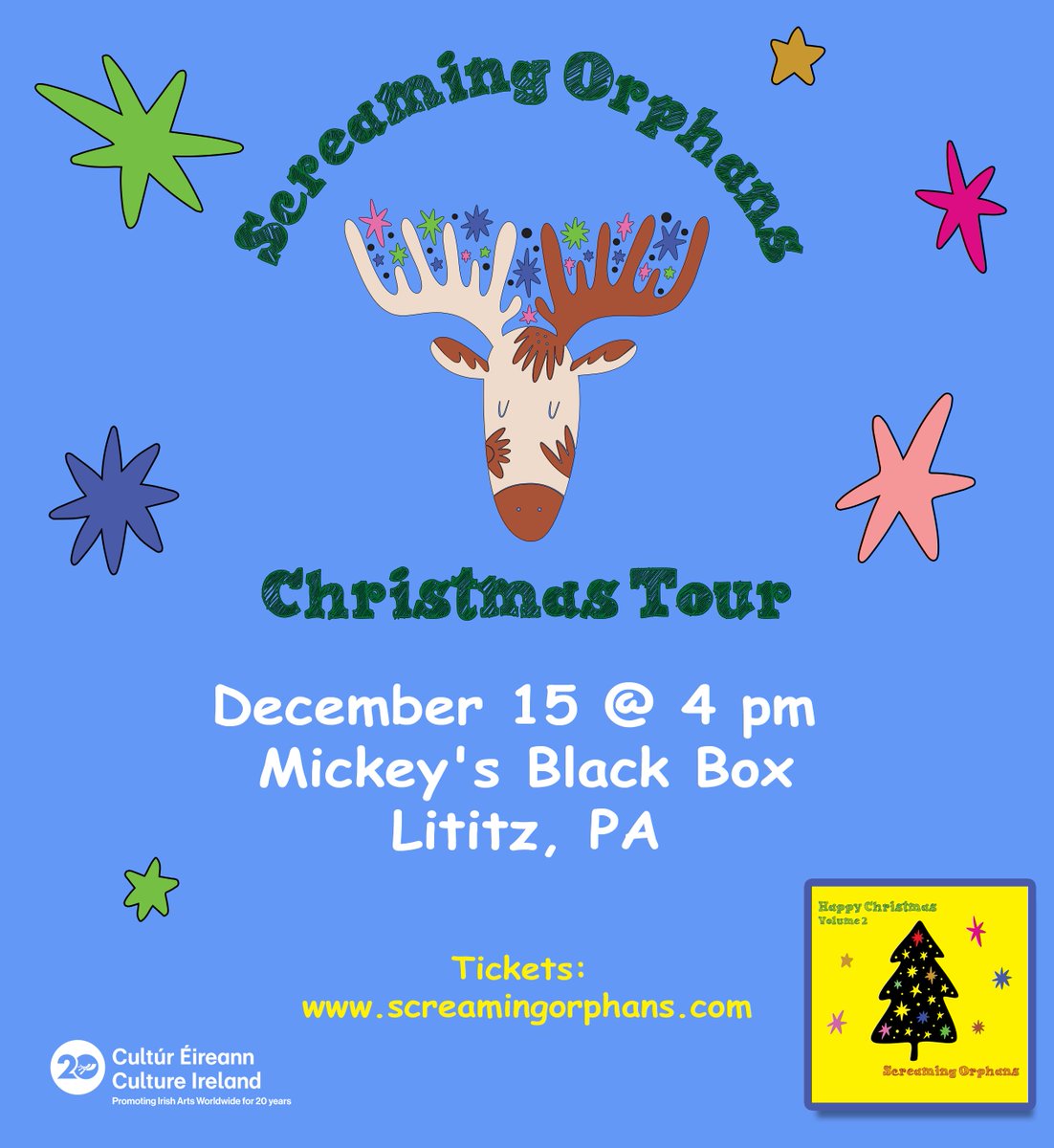 The final stop of our Christmas Tour will be Mickey's Black Box in Lititz, PA on December 15. We love coming back to this gorgeous venue and are looking forward to seeing many of our friends and fans there! Thank you to Culture Ireland for the great support of our Christmas Tour!