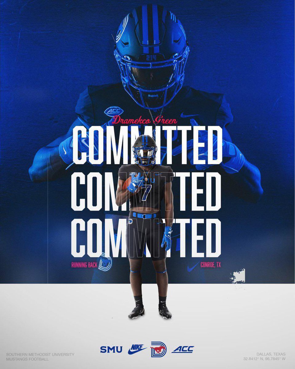 Dramekco7's tweet image. Recruitment 100% shutdown.  I will be signing to Southern Methodist University &quot;SMU&quot;

@rhettlaslee @CoachFoster_ @CoachKyleCooper @CoachNady
#SMU🐎
#LockedIn🔒