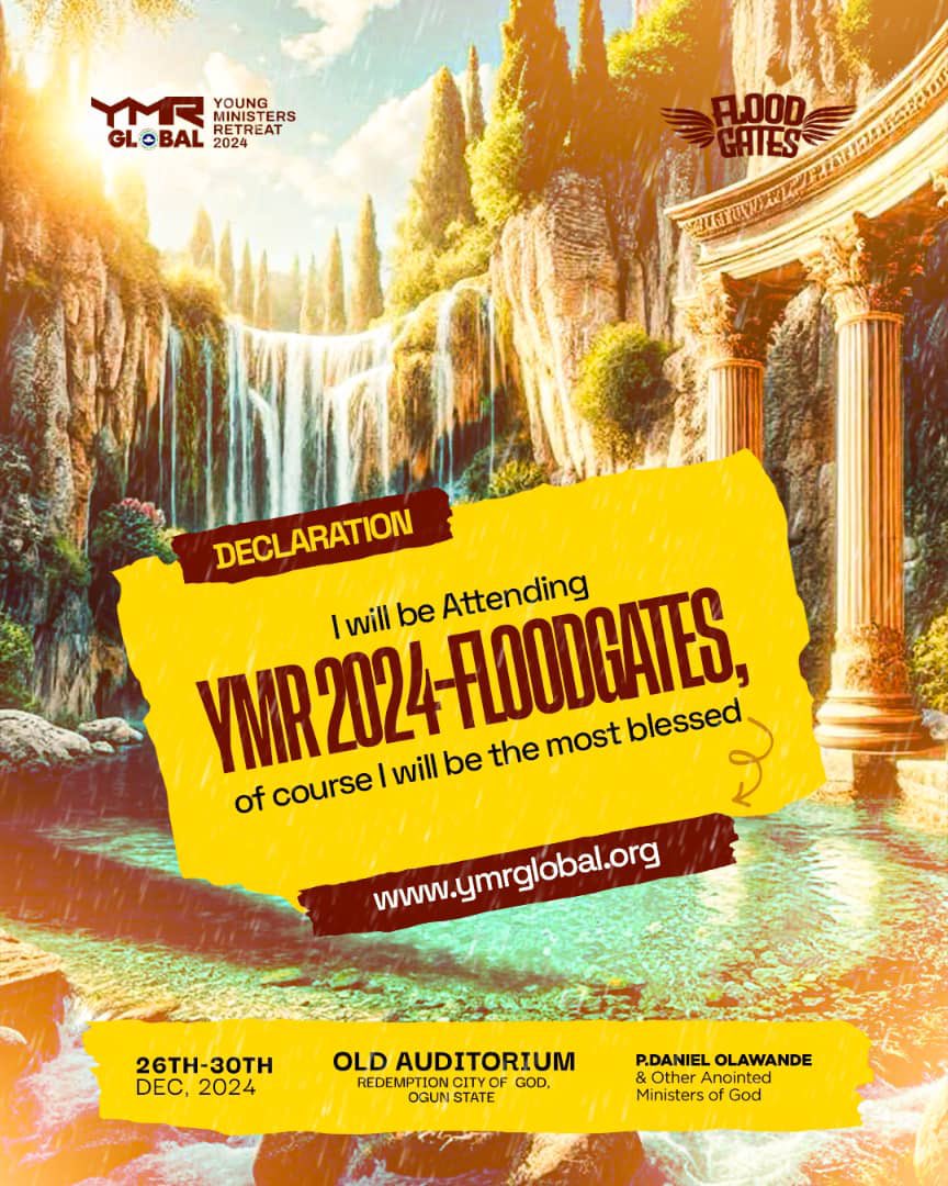 ymrglobal's tweet photo. It’s less than one month to YMR 2024...are you still contemplating whether to come or not?🤔

🗓️ 26th - 30th December, 2024.
📍 Old Auditorium Redemption City, Ogun State, Nigeria.

Lets keep the comments coming!

#takutujesu
#ymrglobal
#ymr2024
#floodgates
#onemillionhallelujah https://t.co/lsMjB4W1aE