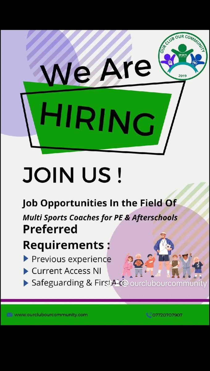 We are hiring casual coaches to work in primary schools. Get in contact with your CV