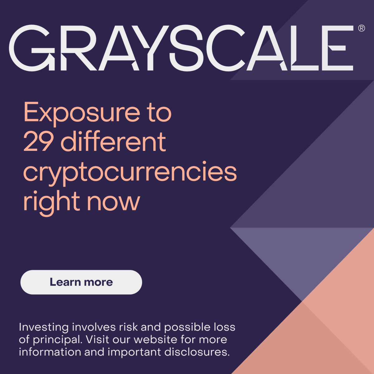 Our suite of #crypto products provides exposure to 29 digital assets. $AAVE  $AVAX $BAT $BCH $FIL $GRT $LINK $LPT $LTC $MANA $MKR $NEAR $RENDER $SOL  $STX $SUI $TAO $XLM $XRP $ZEC Learn