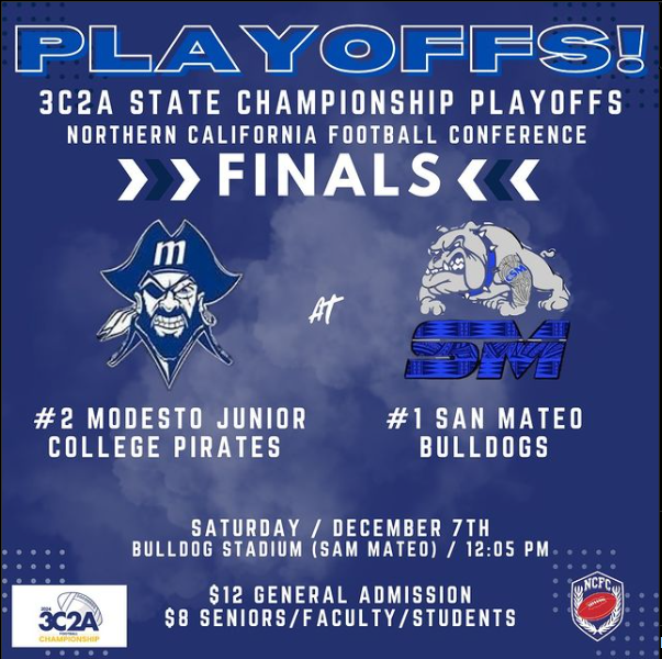 CoachAbbasi's tweet photo. Northern California Final Championship Game! Only 4 teams remain in the state (NorCal-SoCal). The winner of this game will host the State Championship vs the SoCal winner. Support the Pirates on Saturday at the College of San Mateo. Kickoff is at 12:05 PM. #ONEπ΄ββ οΈ #ValleyBuilt #209
