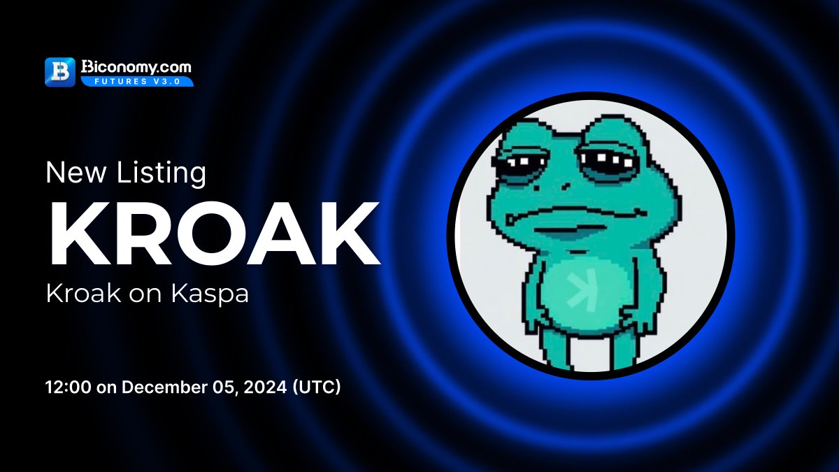 BiconomyCom's tweet photo. 🚀NEW LISTING🔥 $KROAK

#Biconomy will list @kroakONkaspa and open the #KROAK / #USDT trading pair at 12:00 on December 05, 2024 (UTC)🔥

🗓️Open deposit and withdrawal time: 10:00 on December 05, 2024 (UTC)

About #KroakOnKaspa：
"After KROAKING all his coins on frog memes… $KROAK has come back to avenge his gains and become the richest frog in all of crypto!"🚀

Full details👉 https://t.co/ICKuG9EUMY

#BiconomyExchange #BIT #Crypto #Blockchain #Trading #cryptomarket #bitcoin #cryptocurrency #cryptonews #cryptocurrencynews #cryptocurrencies #web3 #listing #altcoins #memecoins #cryptoexchange
