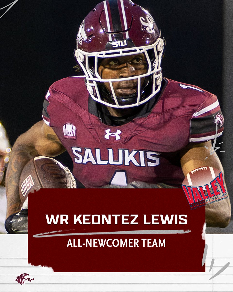 SIU_Football's tweet photo. All-Conference WR Keontez Lewis adds MVFC All-Newcomer team honors.

#Salukis | #RunWithUs https://t.co/3Q6LZhAMW0