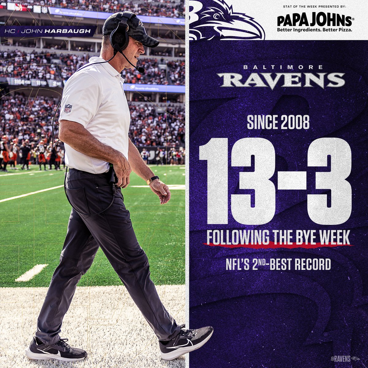 Ravens's tweet photo. Comeback strong after the bye 💪

@PapaJohnsBal https://t.co/tgjZ98Qc7h