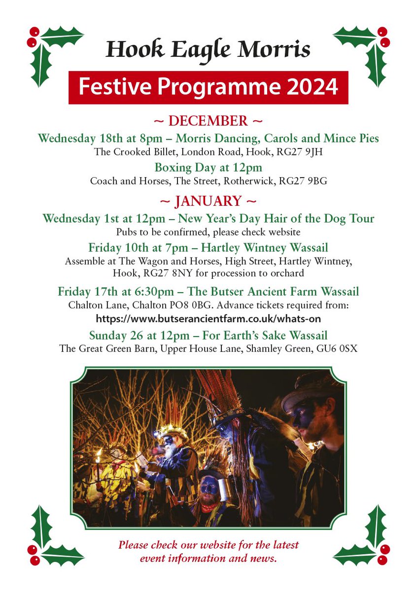 Happy December 😀. We are very excited to announce our Festive Dance programme. January 1st Hair of the Dog tour details will be posted very soon👍🌲🔋