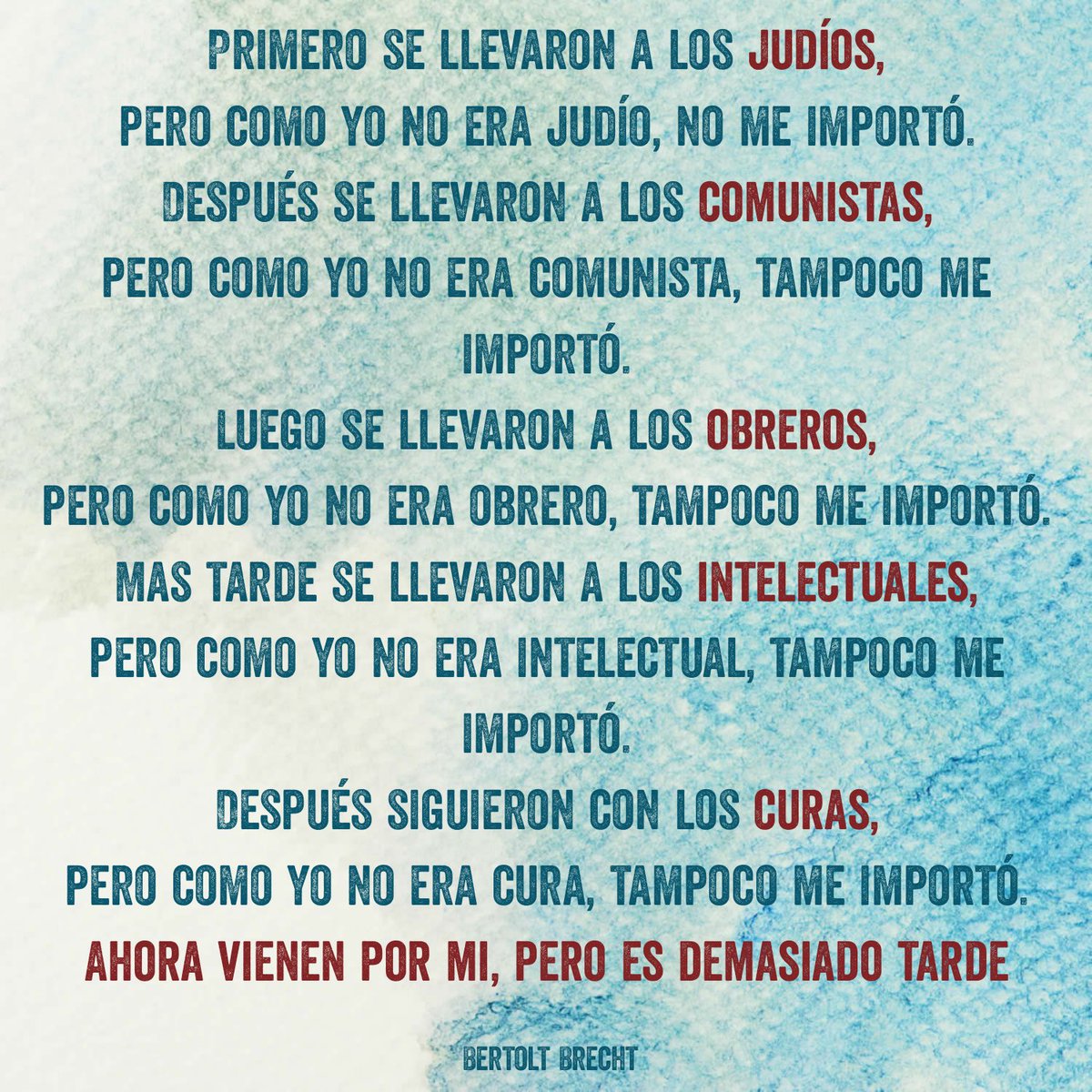 angelv's tweet photo. Viendo y oyendo ciertos discursos en el #Senado, he recordado este pensamiento de Bertolt Brecht. Espero que no sea demasiado tarde. https://t.co/QeKKJiz8j3