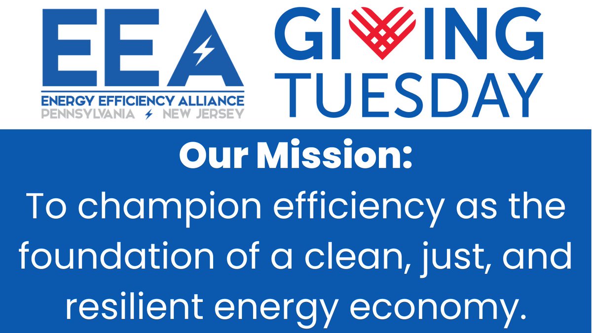 Today is #GivingTuesday! When you give to EEA, you support a mission-driven nonprofit that complements KEEA and EEA-NJ’s advocacy with education, engagement, and outreach.

energyefficiencyalliance.org/donate-to-eea/