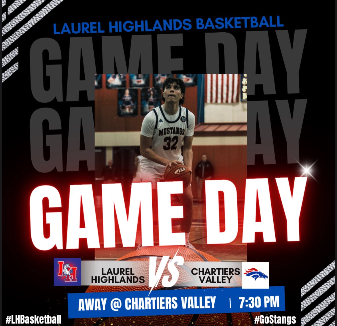 Game Day 🏀
🆚 Chartiers Valley High School
⏰ 7:30 PM
📍Chartiers Valley High School
#LHBasketball #GoStangs