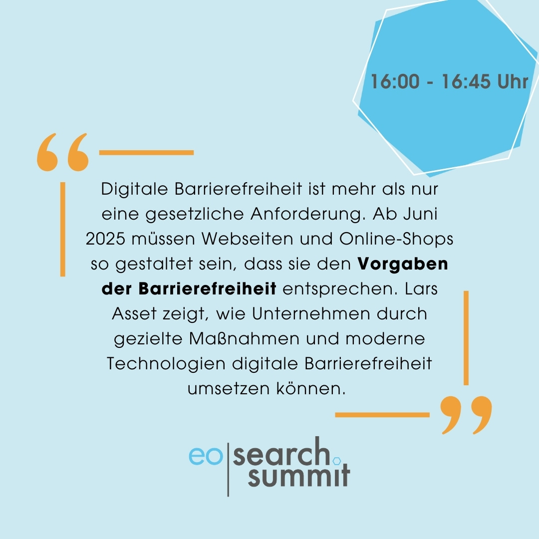 Digitale Barrierefreiheit 💻
Lars Assent von Eye-Able verdeutlicht, wie die gesetzlichen Vorgaben für Unternehmen sind und wie digitale Barrierefreiheit integriert werden kann. 

Lies mehr über den Vortrag und andere Speaker: hubs.la/Q02Z0XVK0