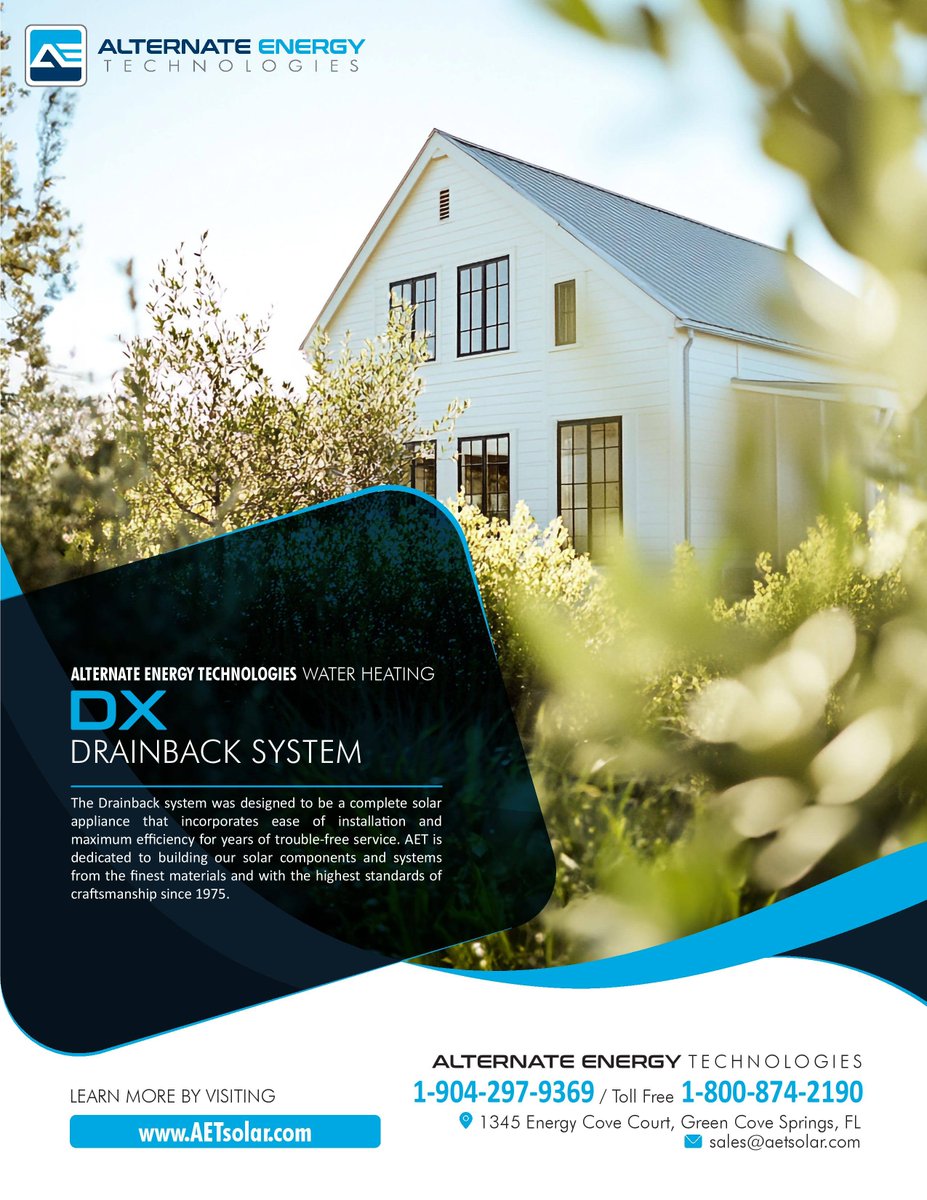 AET_Solar's tweet photo. AET’s DX Drainback Solar Hot Water System

Our all-in-one Drainback System is built for easy install, max efficiency, and years of reliable performance. Crafted with top-quality materials to deliver sustainable hot water solutions. #SolarEnergy #WaterHeating #AET https://t.co/85gbYW7LTj