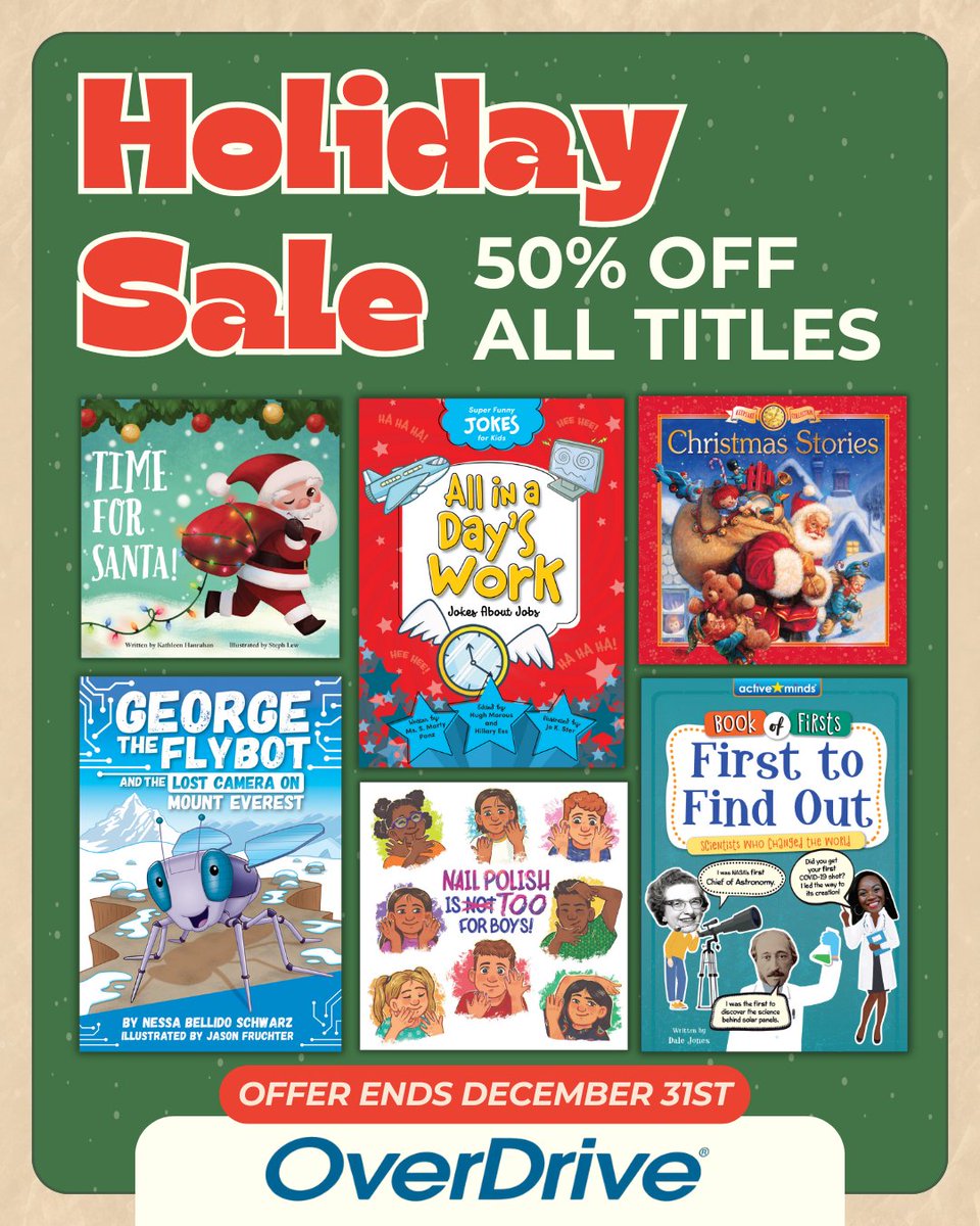 SequoiaKids's tweet photo. Celebrate the season with OverDrive’s Winter Holiday Sale! Enjoy 50% off ALL Sequoia Kids Media titles, perfect for cozy reading by the fire. This festive offer ends December 31st! Order through @OverDriveInc
and unwrap the joy of the holidays—find the link in our bio.📚✨ https://t.co/P3QRB8hDaB