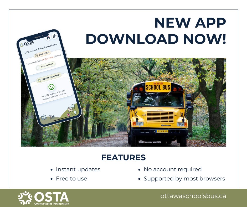 Winter weather can be unpredictable! Download the OSTA app to receive real-time notifications about weather-related cancellations directly to your device. Don’t miss out—stay informed! #OSTA #WeatherUpdates Visit: ow.ly/2KbW50UhvtM