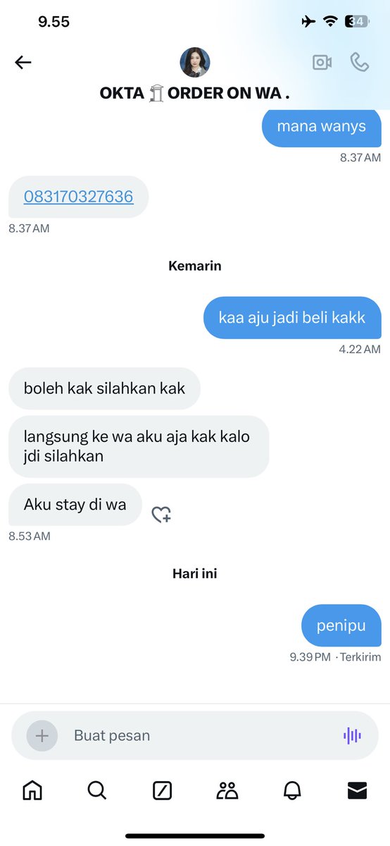 cipaa (@cipalikeabee) on Twitter photo Gilaaa gw ditipu sama dia 750Ribu sampai gw berantem sama suami gw
<a href="/oktafyenq/">OKTA 𓉮 ORDER ON WA .</a> Gilaaa gw ditipu sama dia 750Ribu sampai gw berantem sama suami gw
<a href="/oktafyenq/">OKTA 𓉮 ORDER ON WA .</a>