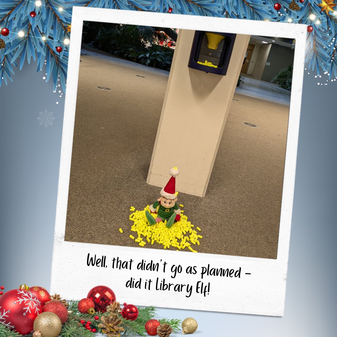 library_MU's tweet photo. Well, that didn't go as planned, did it, Library Elf!๐๐
#MUlibrary #LibraryElf https://t.co/ZnoArKuQF8