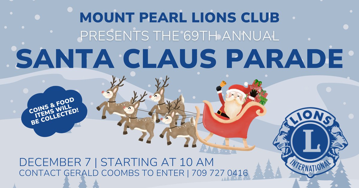 Santa is coming to Mount Pearl on December 7th! Join us for the 69th Annual Santa Claus Parade!

✨ What to know:
📍 Route: Mount Pearl Senior High to Mount Pearl Square
🎁 Bring non-perishable food items
🤗 Family-friendly event
⭐ Sensory-friendly section available