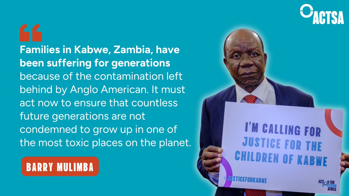 Today, as #MinesAndMoney conference starts, ACTSA, <a href="/CorpJusticeUK/">Corporate Justice Coalition</a>, <a href="/londonmining/">LDNMiningNetwork.bsky.social</a> and <a href="/raidukorg/">RAID</a> wrote to Anglo American investors about lead pollution in #Kabwe

We urge investors to consider the financial and moral risks of this investment. Full letter: shorturl.at/QRr6m