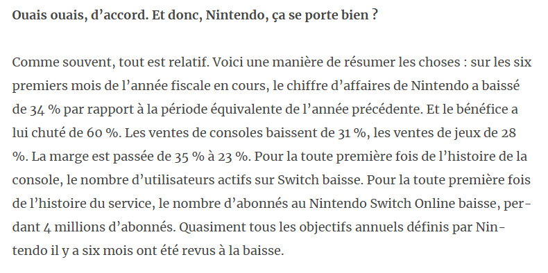 Où en sont les finances de Nintendo? Comment le marché accueille la situation actuelle de l’entreprise dans un contexte compliqué pour l’industrie? Où l’entreprise met ses investissements pour préparer son avenir? On fait le point. (en accès libre)
ludostrie.com/bilan-nintendo…