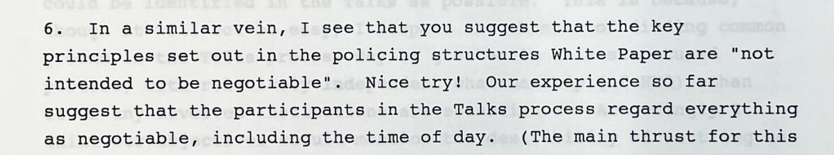 Writing Peace (@penningpeace) on Twitter photo Brilliant article by our own <a href="/LeahElea/">Dr Eleanor Leah Williams</a>, on how humour was employed during the GFA negotiations. And just one more example of sarcasm from the British government minutes...
#northernireland Brilliant article by our own <a href="/LeahElea/">Dr Eleanor Leah Williams</a>, on how humour was employed during the GFA negotiations. And just one more example of sarcasm from the British government minutes...
#northernireland