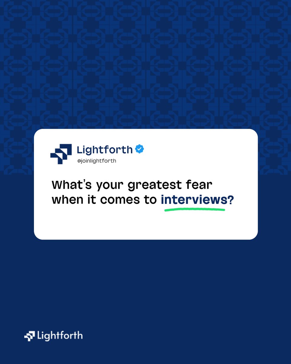 joinLightforth's tweet photo. Interview prep? ✅
Confidence? ✅
But there’s always that one question that makes your heart race...
What’s YOUR biggest fear when it comes to interviews?
Drop your thoughts! 👇
#JobSearch #CareerTalk #InterviewFears https://t.co/TIIArSStk1