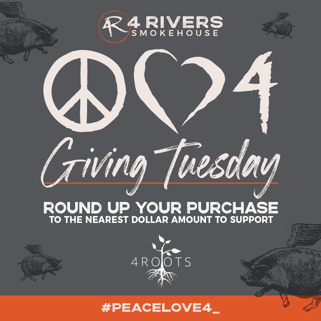 Join us at the Smokehouse this Giving Tuesday to make a difference! 🌟 We invite you to round up your purchase to the nearest dollar, to support 4Roots in cultivating a sustainable food future for our community.

Your efforts will help:
🍎 Provide fresh, local produce to families