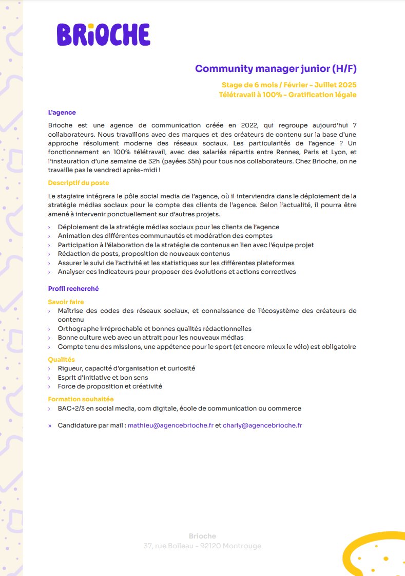 SeriousCharly's tweet photo. Petit interlude boulot : on va proposer 2 stages à l'agence pour le début d'année.

- Le premier pour bosser avec notre responsable influence sur de la gestion de talents (poke @Melody_Mizu)
- Le deuxième côté CM, pour bosser avec moi sur des sujets sports (principalement vélo) https://t.co/b6OtwtDVnY
