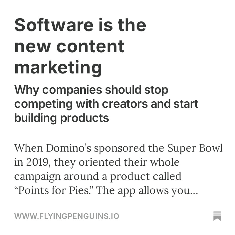The world hasn’t recalibrated to that reality, but it’s here. We're seeing it firsthand at Robo.

Full post on why software will eat traditional content marketing is on the blog