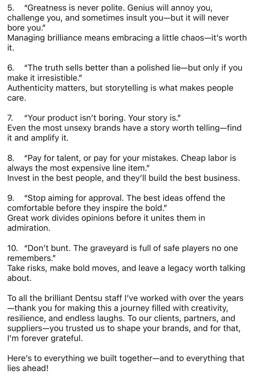 What an exit! Thoughtful lessons from a leader who leads by example!