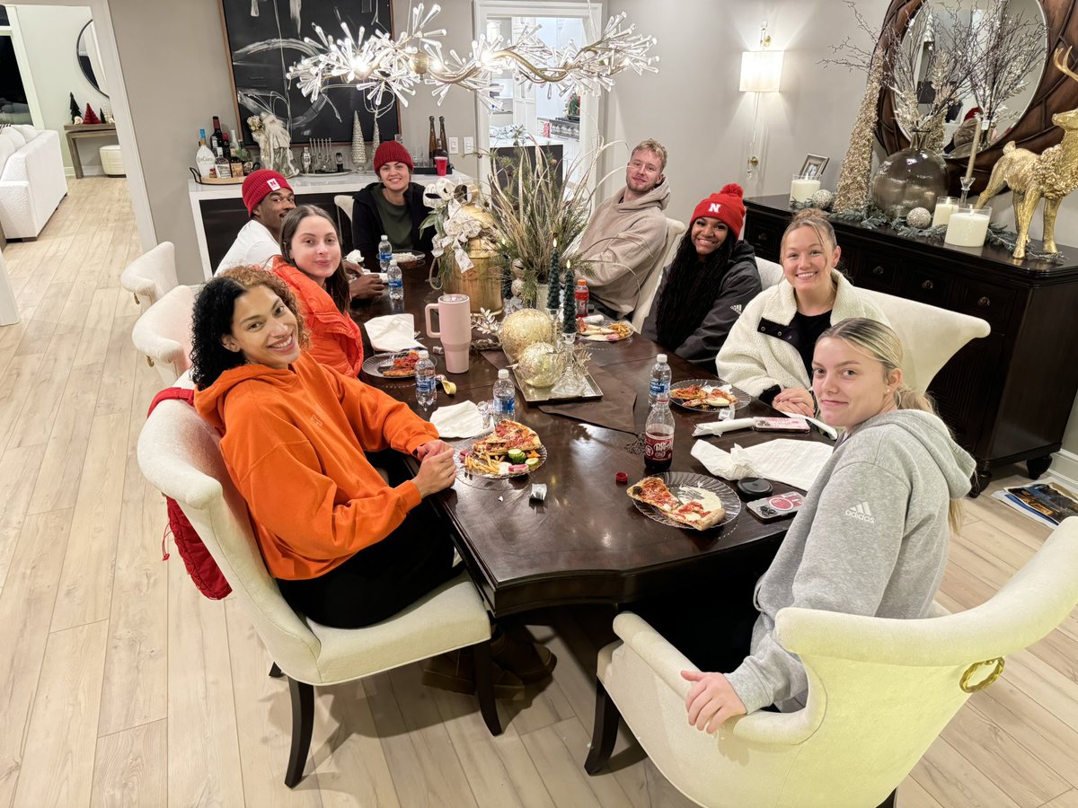 TroyDannen's tweet photo. Enjoyed with @amydannen1 hosting 45 @HuskerSAAC student-athletes for our December holiday meeting.  Appreciate the leadership and direction they provide to the department!  #GBR https://t.co/u35toJ6RAD