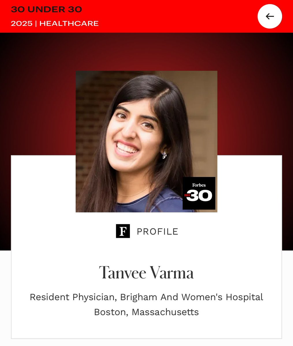 Tanvee Varma, MD (@tanveevarma) on Twitter photo Grateful to be recognized as a member of the #ForbesUnder30 Class of 2025 in Healthcare. Special shoutouts to my mentors (especially <a href="/millerbioethics/">Jennifer E. Miller</a> and <a href="/cpgYALE/">Cary Gross</a>), <a href="/SachitSingalMD/">Sachit Singal, MD</a>, and my family for their support as I’ve pursued my work in diversity in cancer clinical trials 📈 Grateful to be recognized as a member of the #ForbesUnder30 Class of 2025 in Healthcare. Special shoutouts to my mentors (especially <a href="/millerbioethics/">Jennifer E. Miller</a> and <a href="/cpgYALE/">Cary Gross</a>), <a href="/SachitSingalMD/">Sachit Singal, MD</a>, and my family for their support as I’ve pursued my work in diversity in cancer clinical trials 📈