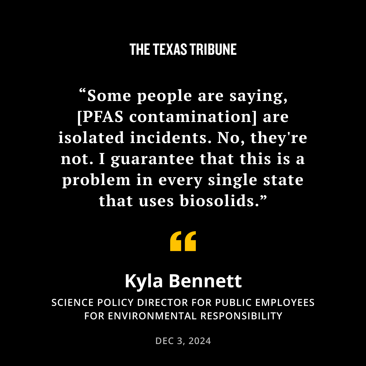 Fertilizer companies that are often paid to haul these biosolids away process them into fertilizer that’s sold to farmers and ranchers.

But nobody knows how much of that fertilizer is contaminated with PFAS, which can be absorbed by crops, consumed by livestock, and then enter