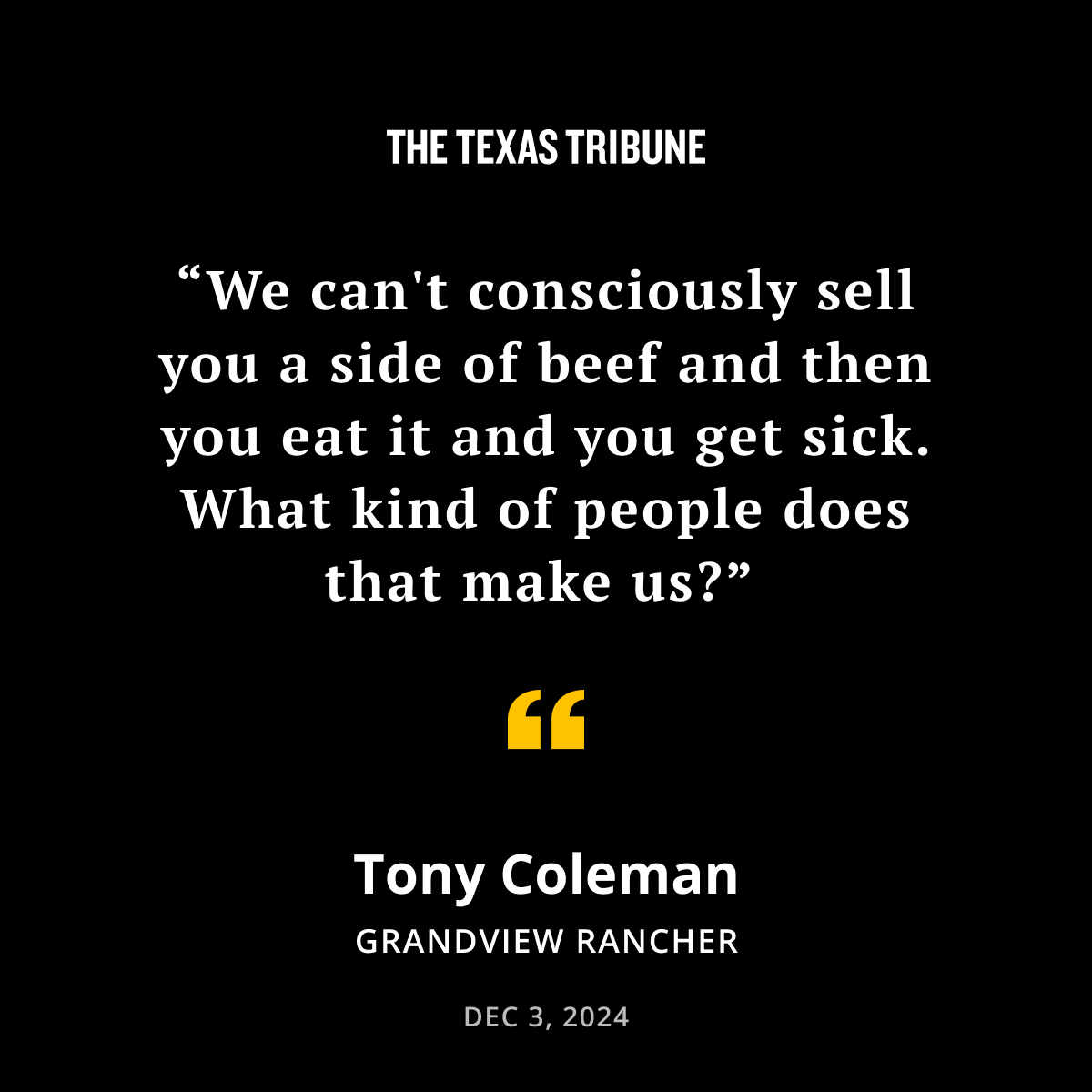 Meanwhile, Tony Coleman and his wife continue to watch their livestock die. They pay to feed animals and harvest hay but refuse to sell them.

The couple both work two jobs and are looking for a third. They're worried they have lost the ability to make a living off their own