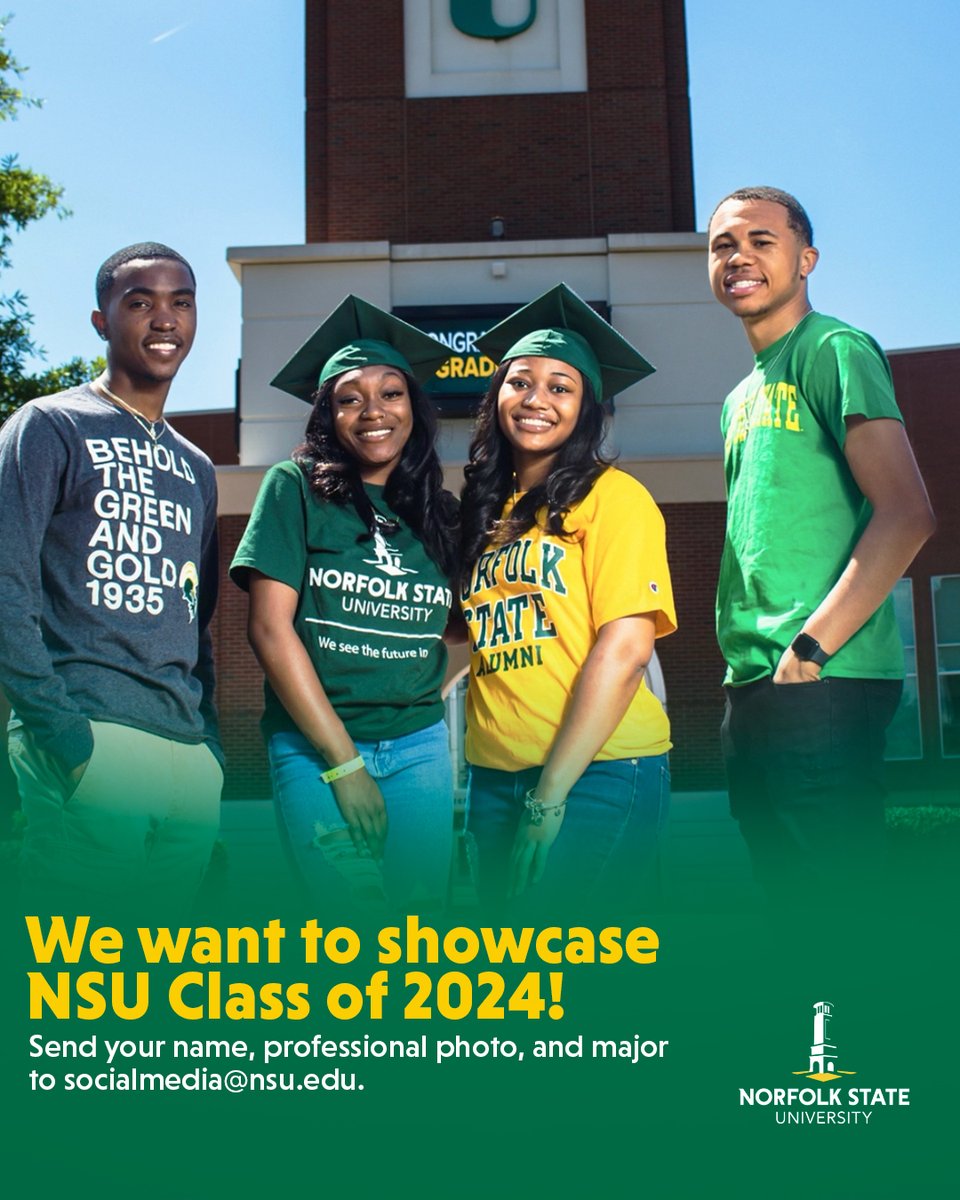 Norfolkstate's tweet photo. It's that time again! We want to showcase the Class of 2024! 🎓 Send your name, major, and professional photo, to socialmedia@nsu.edu. We accept December 2024 graduates only.  Please note, not every submission will be selected for posting. 🎓 https://t.co/EBPkblNab4
