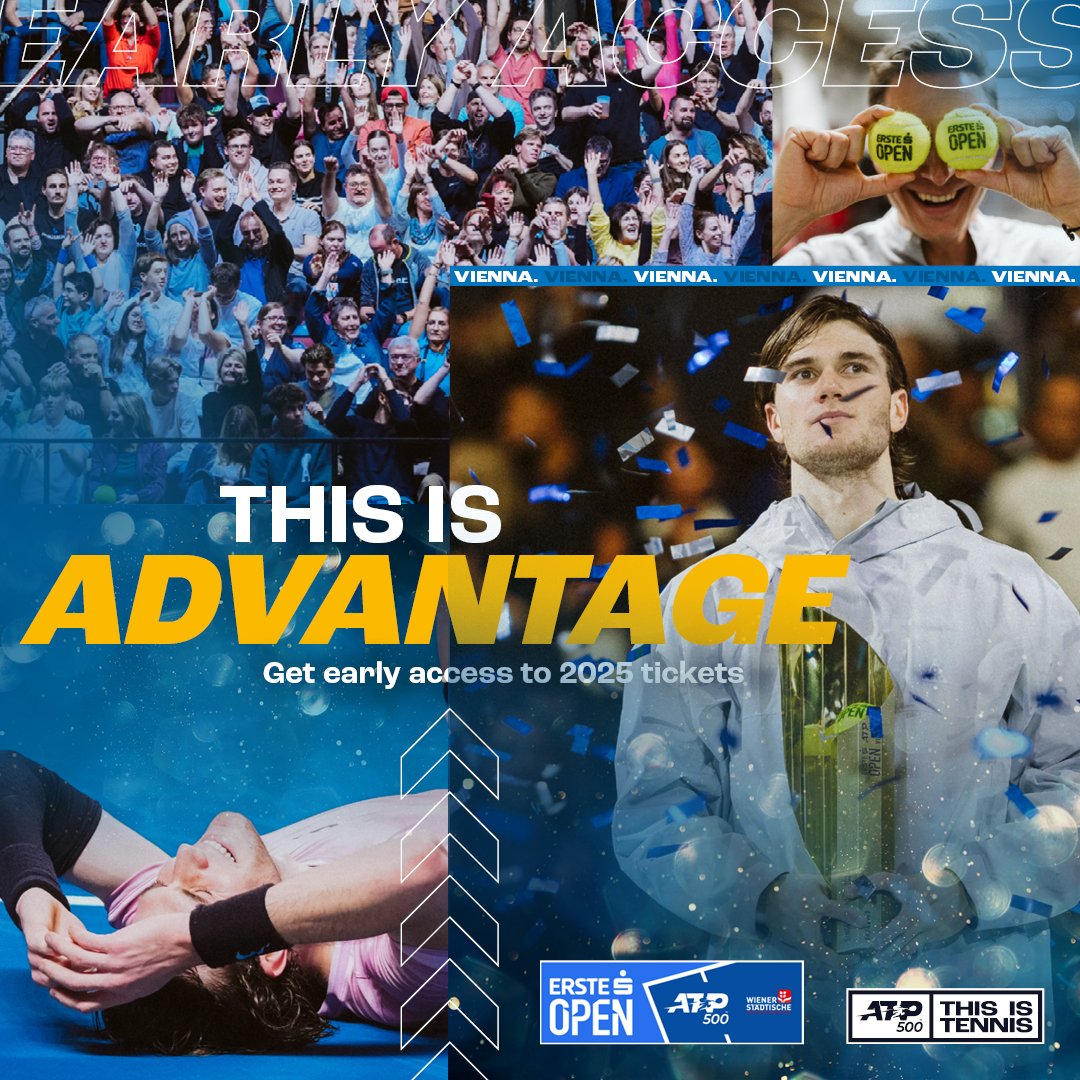 EARLY ACCESS - get your tickets before the others!

We are already looking forward to the Erste Bank Open 2025! With our exclusive Early Access you can secure your tickets on 5th of December before the official sale starts on 6th of December. 🎫

Register until 11:59pm on 4th of