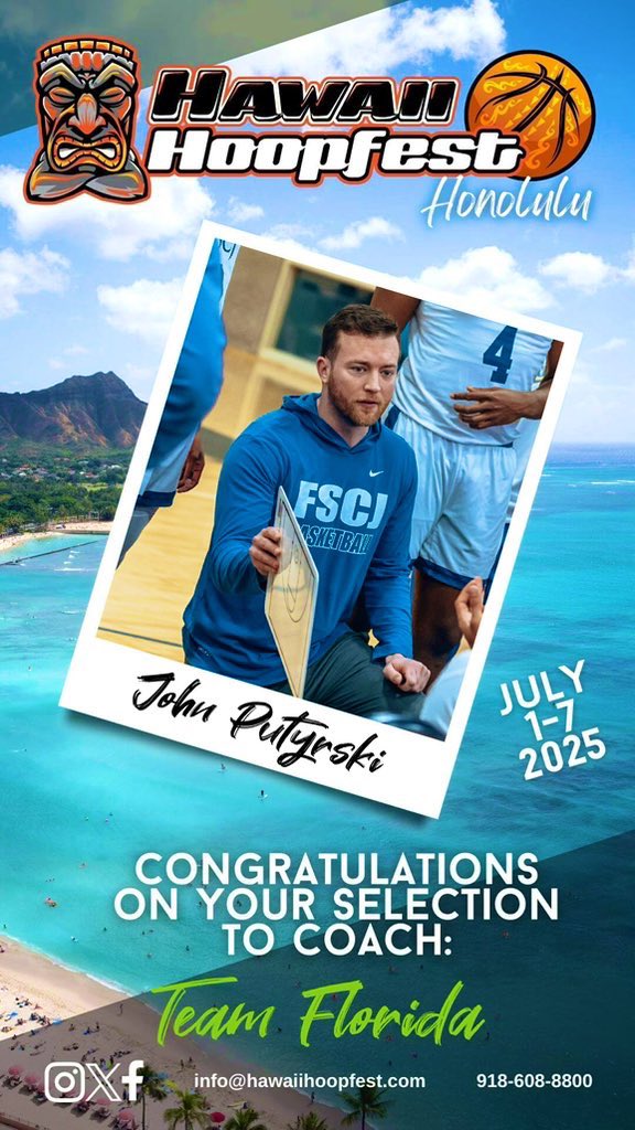 John Putyrski (@johnputyrski) on Twitter photo Attention high school players Class of 2025, ā26, ā27, and ā28ā¦
Incredible opportunity this summer to come play for Team Florida (regardless where in the US you reside) for <a href="/HawaiiHoopfest/">Hawaii Hoopfest</a>
To register/learn more, message me or follow the link below:
hawaiihoopfest.com/about/ Attention high school players Class of 2025, ā26, ā27, and ā28ā¦
Incredible opportunity this summer to come play for Team Florida (regardless where in the US you reside) for <a href="/HawaiiHoopfest/">Hawaii Hoopfest</a>
To register/learn more, message me or follow the link below:
hawaiihoopfest.com/about/