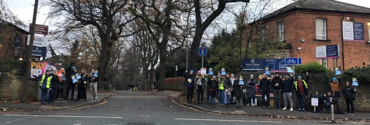 A strong picket today at Notre Dame Sixth Form College in Leeds #PayUp24
