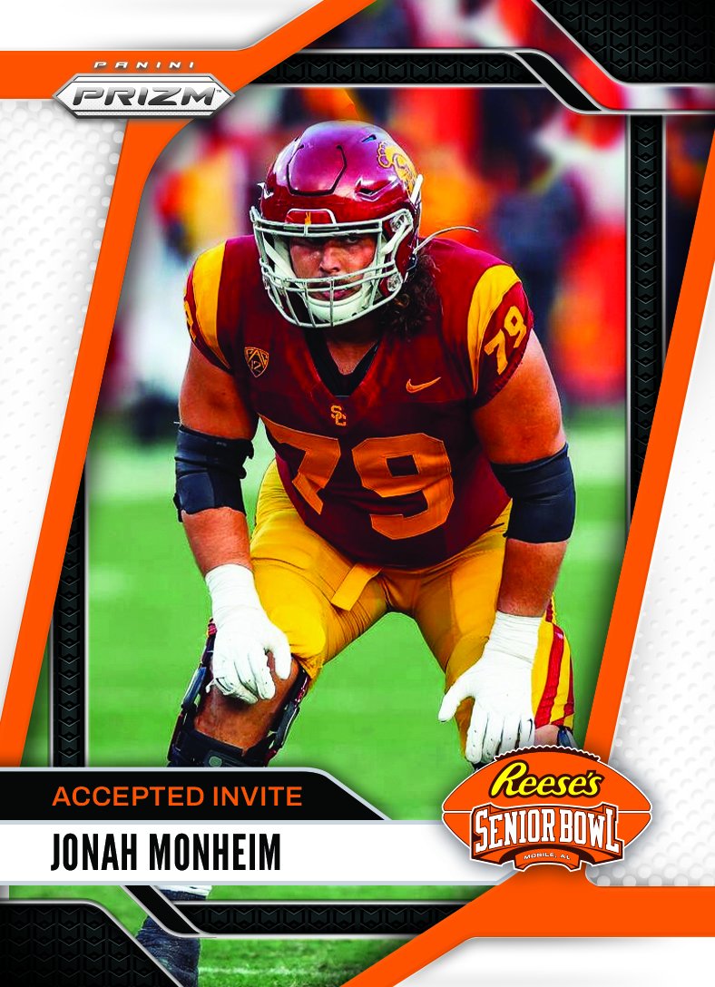 Reese's Senior Bowl (@seniorbowl) on Twitter photo Officially Accepted! OL Jonah Monheim <a href="/JonahMonheim/">Jonah Monheim</a> from <a href="/uscfb/">USC Football ✌️</a> is headed to the 2025 Reese's Senior Bowl #FightOn ✌️ #BestOfTheBest #TheDraftStartsInMOBILE™️
@JimNagy_SB <a href="/PaniniAmerica/">Panini America</a> #RatedRookie Officially Accepted! OL Jonah Monheim <a href="/JonahMonheim/">Jonah Monheim</a> from <a href="/uscfb/">USC Football ✌️</a> is headed to the 2025 Reese's Senior Bowl #FightOn ✌️ #BestOfTheBest #TheDraftStartsInMOBILE™️
@JimNagy_SB <a href="/PaniniAmerica/">Panini America</a> #RatedRookie