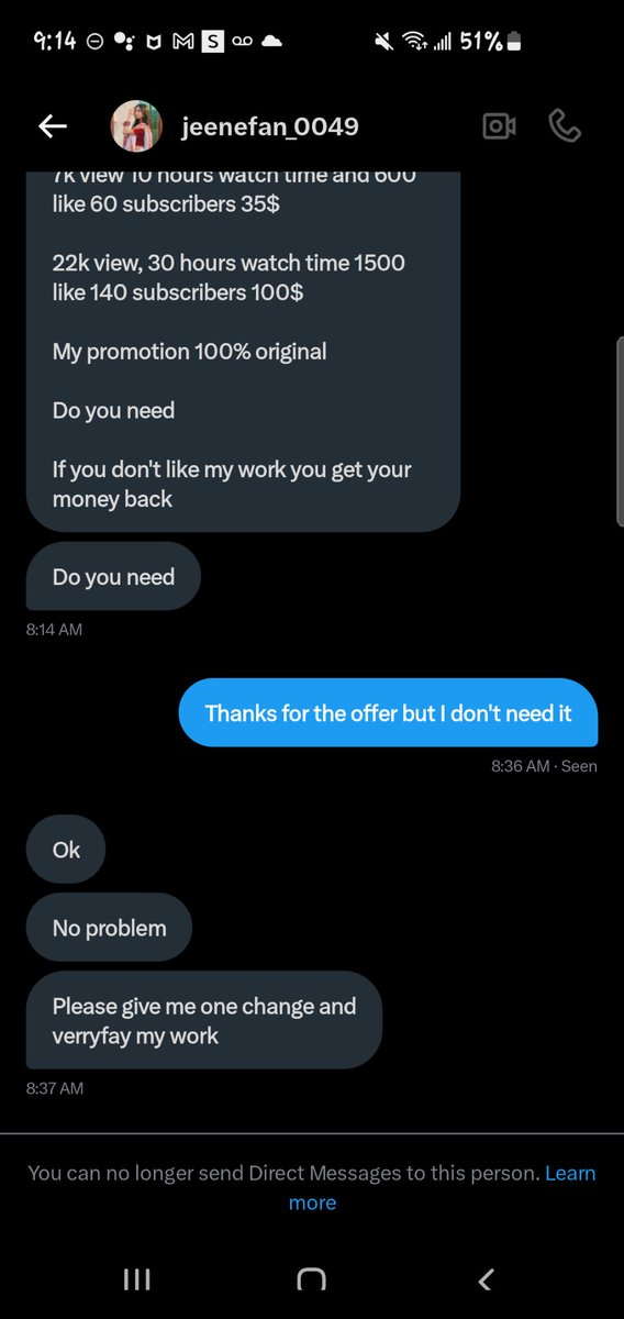 A warning ⚠️ to anyone who is doing paid promo with a certain "SEO" Be sure to check out their portfolio and if you do not see any verified customers do not Purchase from them 🙃 This person is a big scammer. They can't even spell chance or verify right🤣