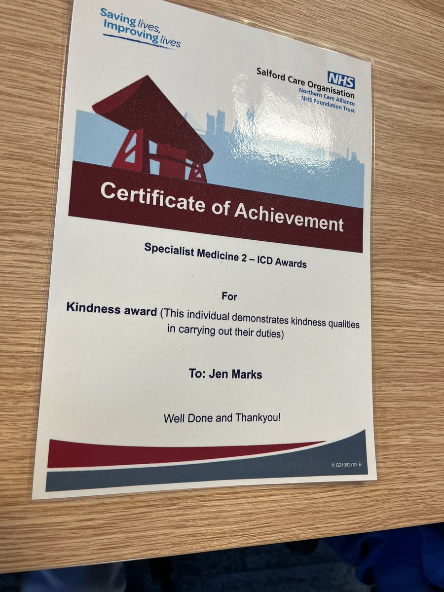 Well Done Jenny M for winning the kindness award at the Specialist Medicine 2 - ICD awards!! Nominated by your colleagues 🥇💙 👏