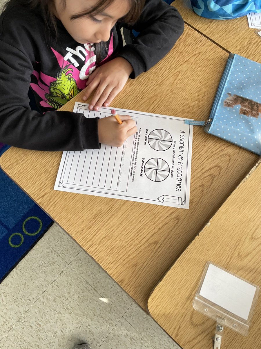 MrsReyna32's tweet photo. We are writing about fractions! My students are using their writing skills to explain fractions. ☺️
They turned and talked prior to answering the prompt, this was an excellent way to guide their pre-writing process. 
@WilliamsES_PISD @PISDESMath #PISDMathChat #PISDetl https://t.co/UUSbS5EeGz