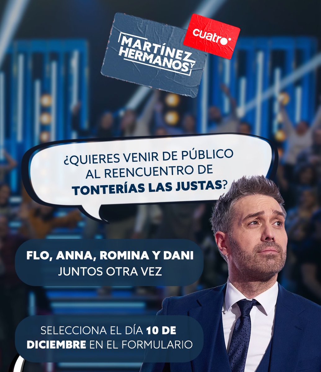 danimartinezweb's tweet photo. ¿Eras fan de TONTERÍAS LAS JUSTAS?

Últimas plazas aquí ➡️ https://t.co/2eYgkSpPY8

#MartínezYHermanos https://t.co/bqVgY3LzAf
